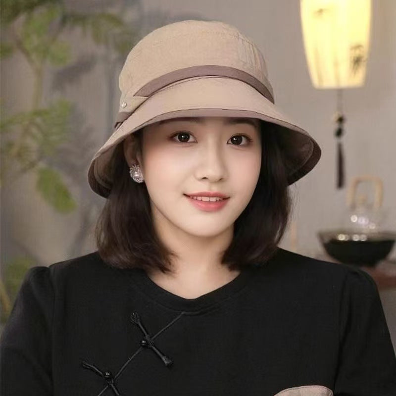 Women's Western Style Fisherman Cover Gray Bald Wig Short Straight Hair