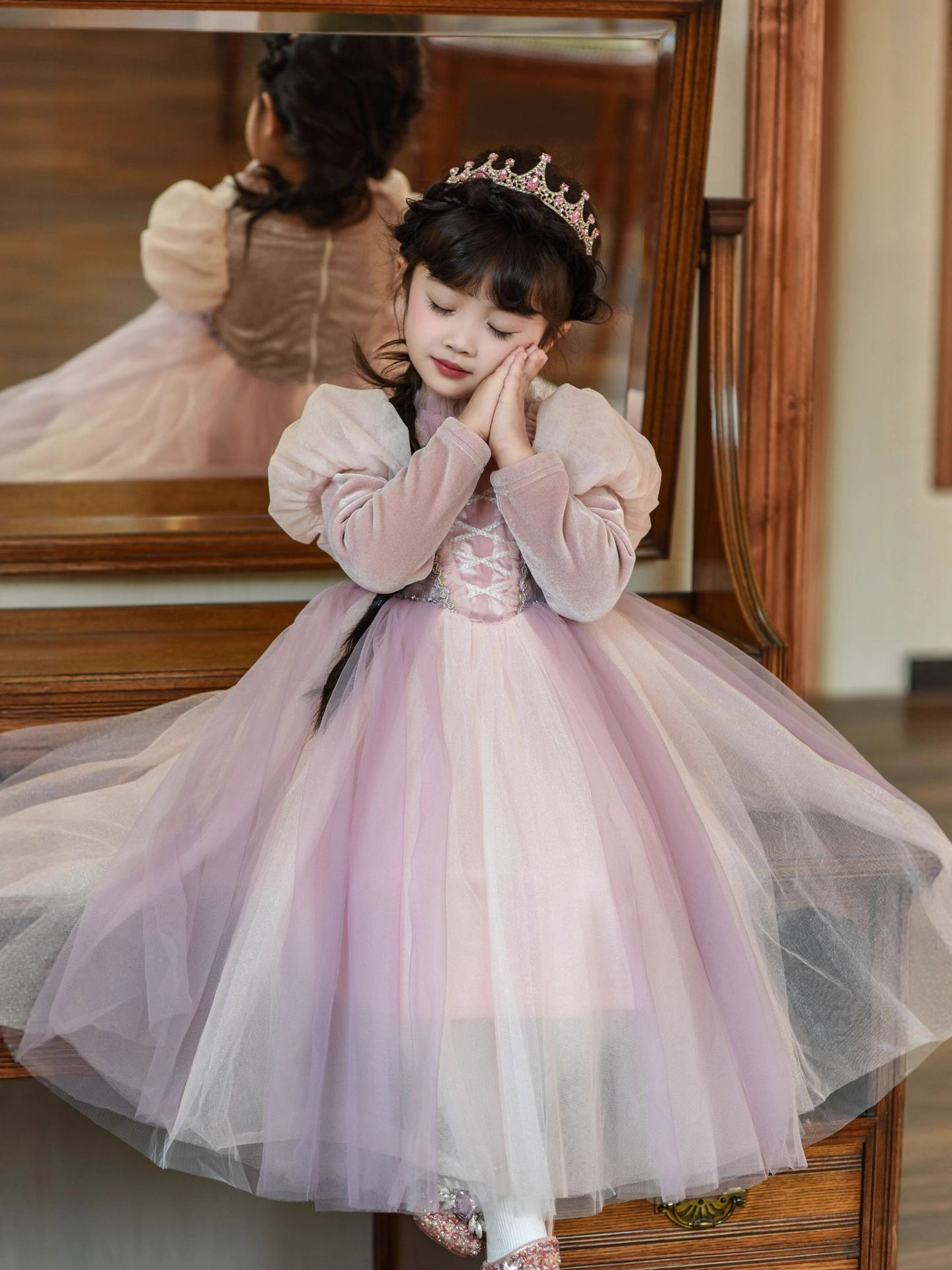 Children's Birthday Bubble Princess Autumn Luminous Gauze Children's Dress
