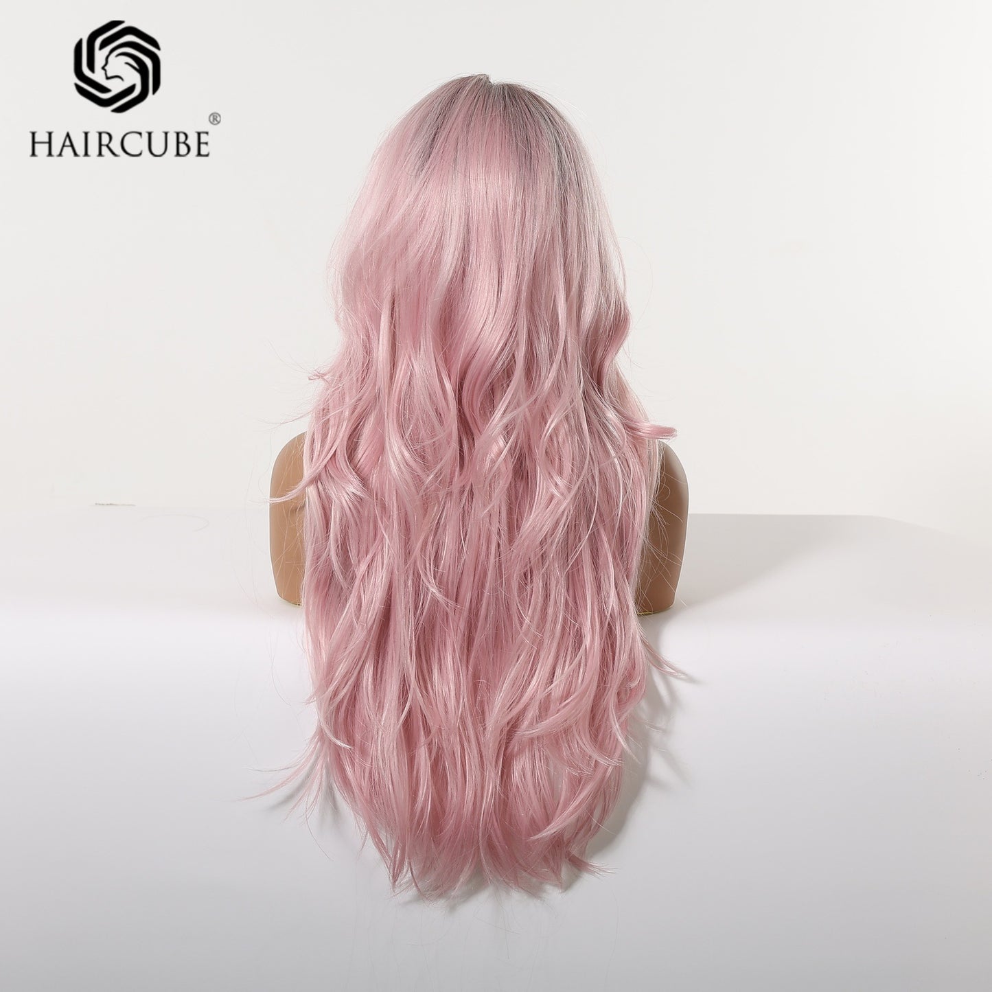 Big Wave Dyed Pink Curly Hair Mid-length Bangs Female Chemical Wig Long Curls