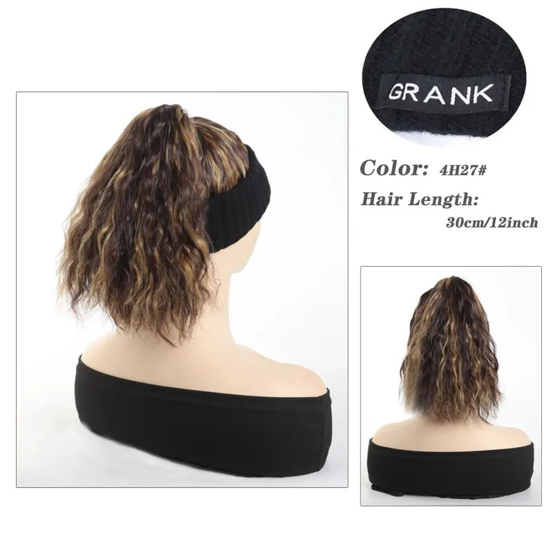 Women's Hat All-in-one Fashion Trendy Corrugated Curly Hair Air Top Wig Ponytail