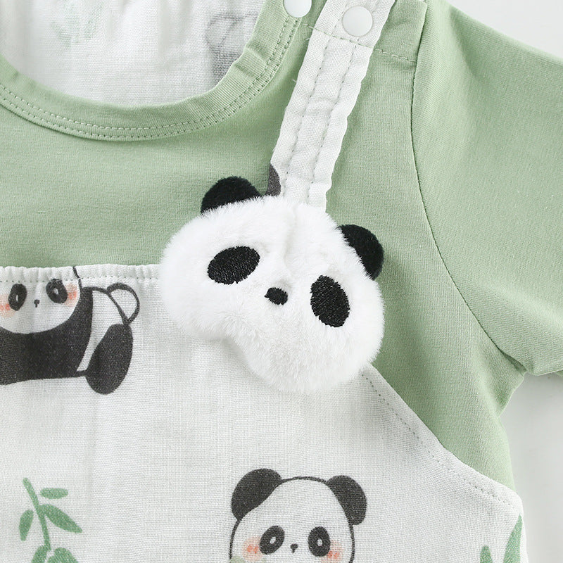 Summer Thin Panda Clothes Short Sleeve For Jumpsuit, Climbing Suit