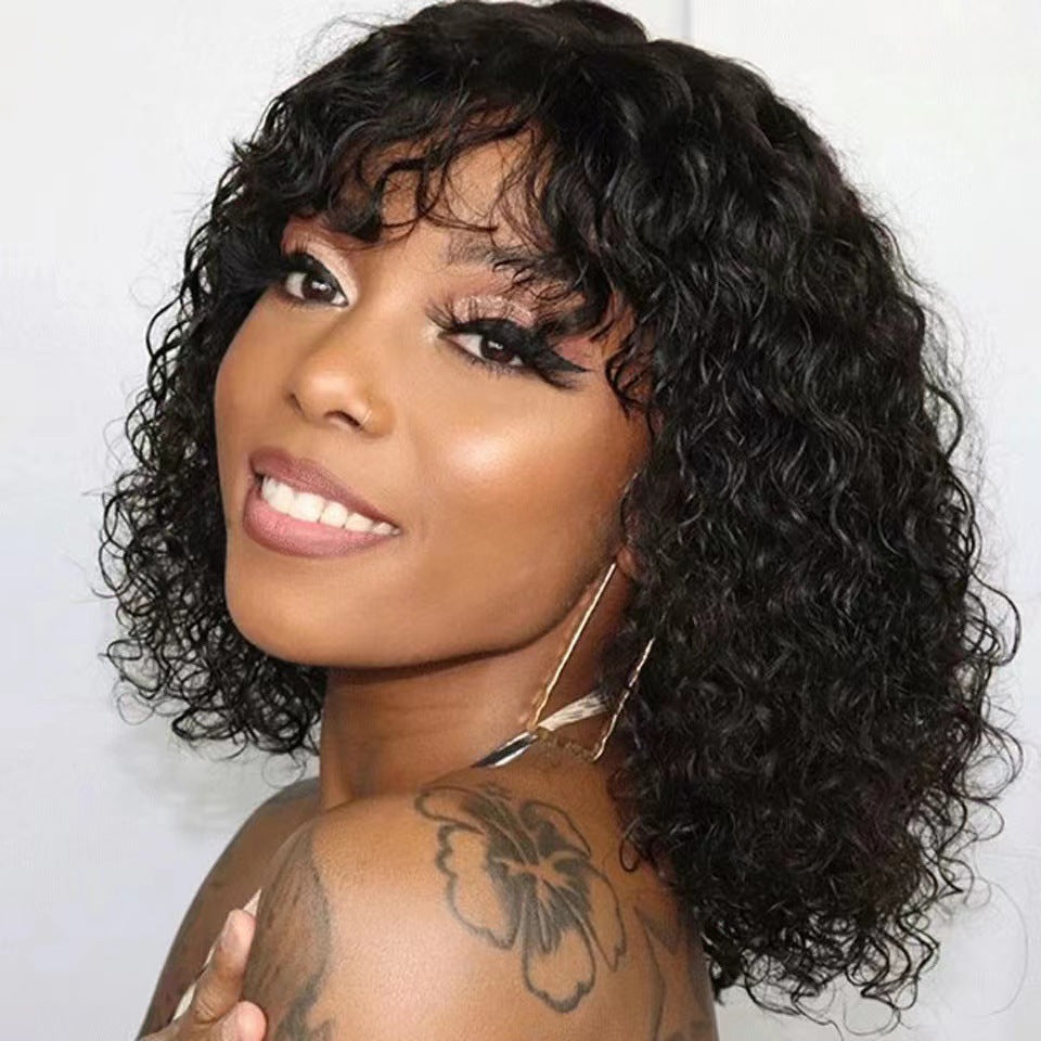 Casual Women's African Small Black Sheath Wig Short Curly Hair