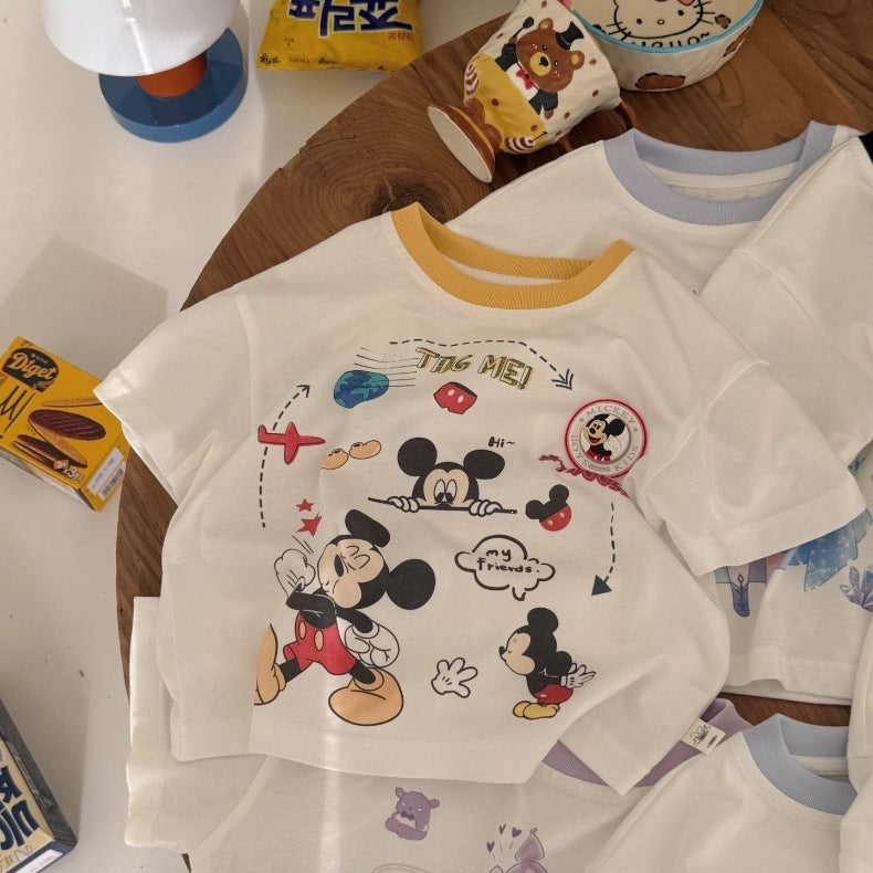Children's Cute Summer Boys Woven Clothing Hand-held Children's T-shirt