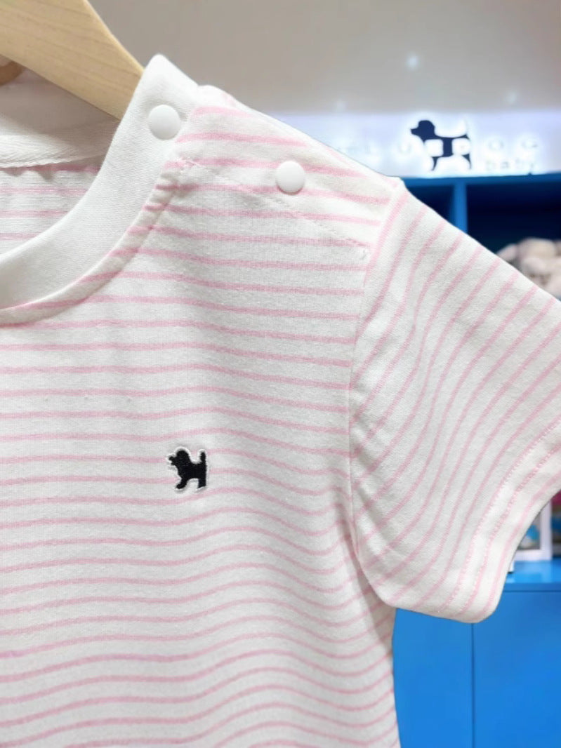 Children's Korean Style Clothing Summer Boys Stripe Crew Neck Children's T-shirt