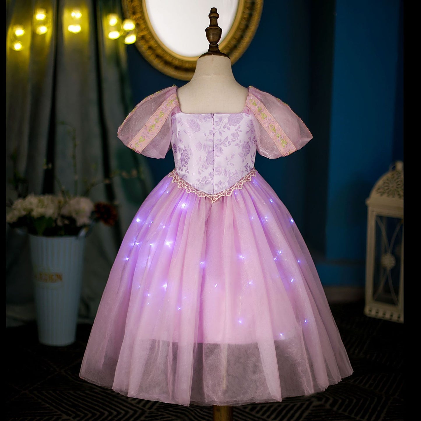 Hair Princess Short Sleeve Summer Luminous Tulle Children's Dress