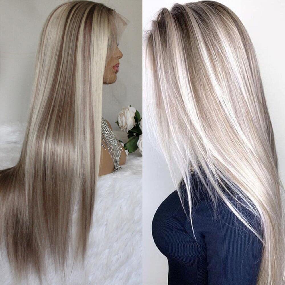 Fiber Hair Female Gradient Color Rose Net Long Straight Wig