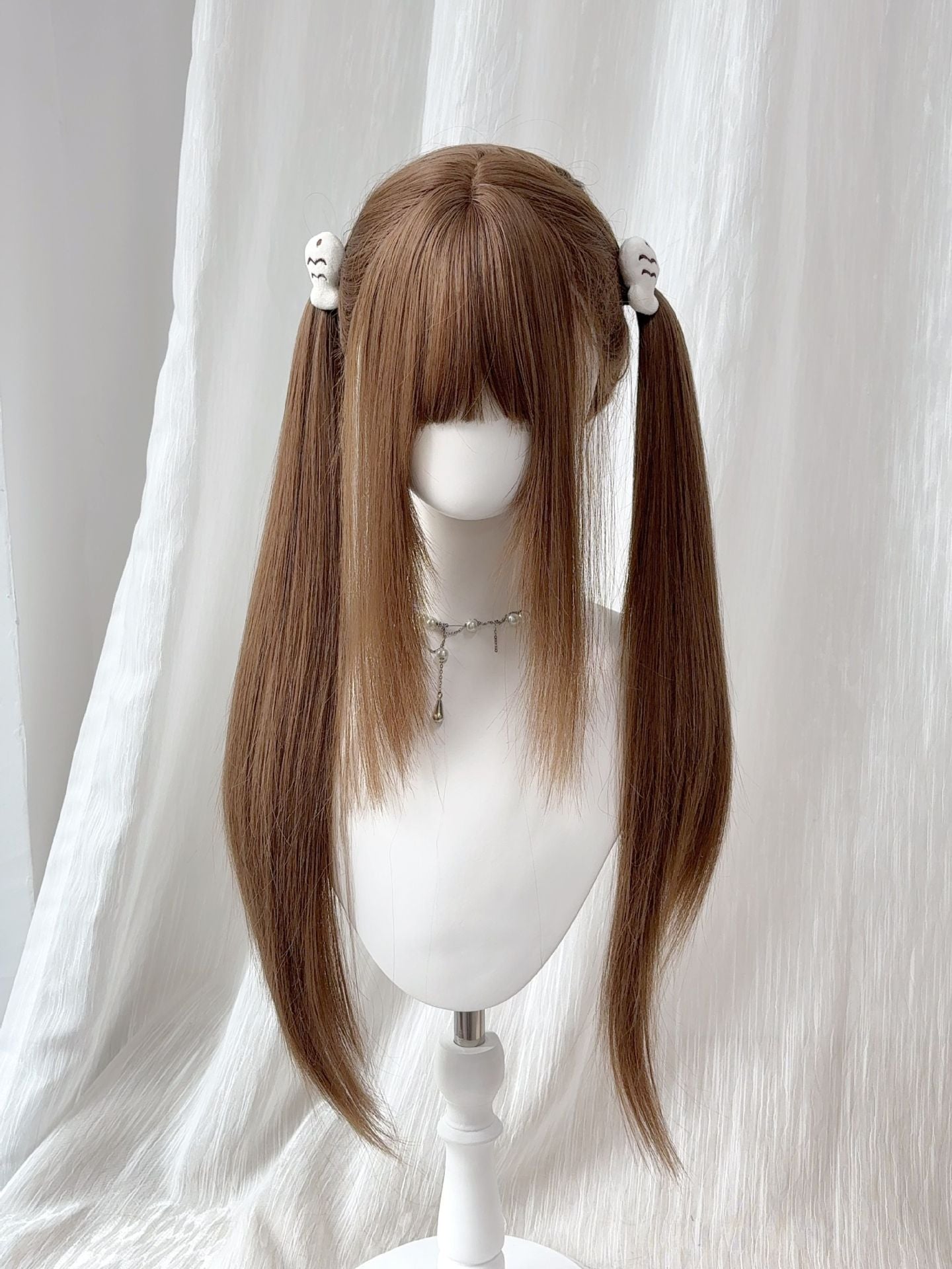 Rebel Honey Female Double Ponytail Daily Curly Hair Can Long Straight Wig