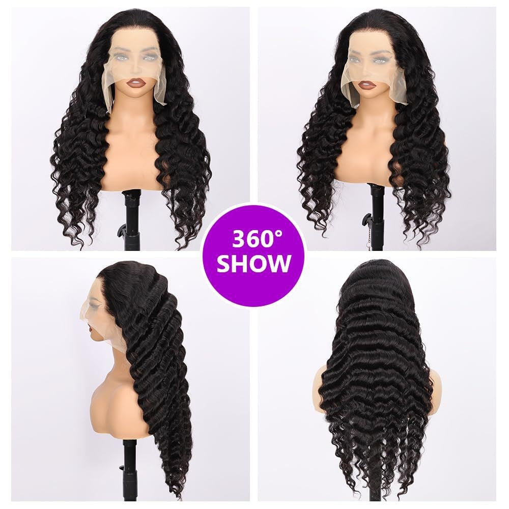 Unique Human Deep Wave Lace Head Real Hair Wig