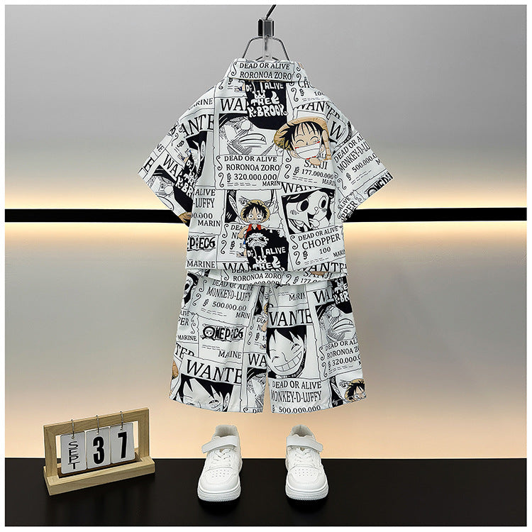 Children's Summer Casual Short Sleeve Shirt Outfit Trendy Loose Clothing Children's Suit
