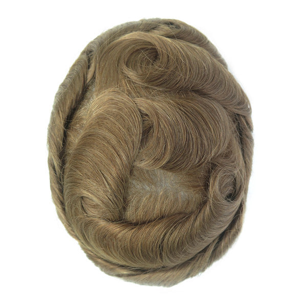Men's Leather Hand Crochet V Needle Hairpiece Men's Wig