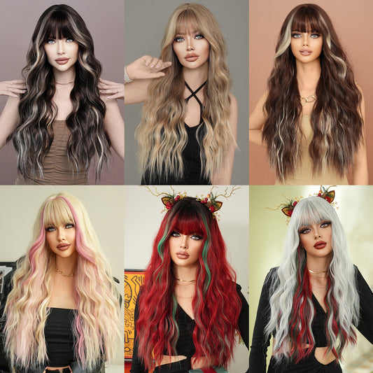 Women's Curly Big Wave Skunk Striped Fashion Christmas Chemical Wig Long Curls
