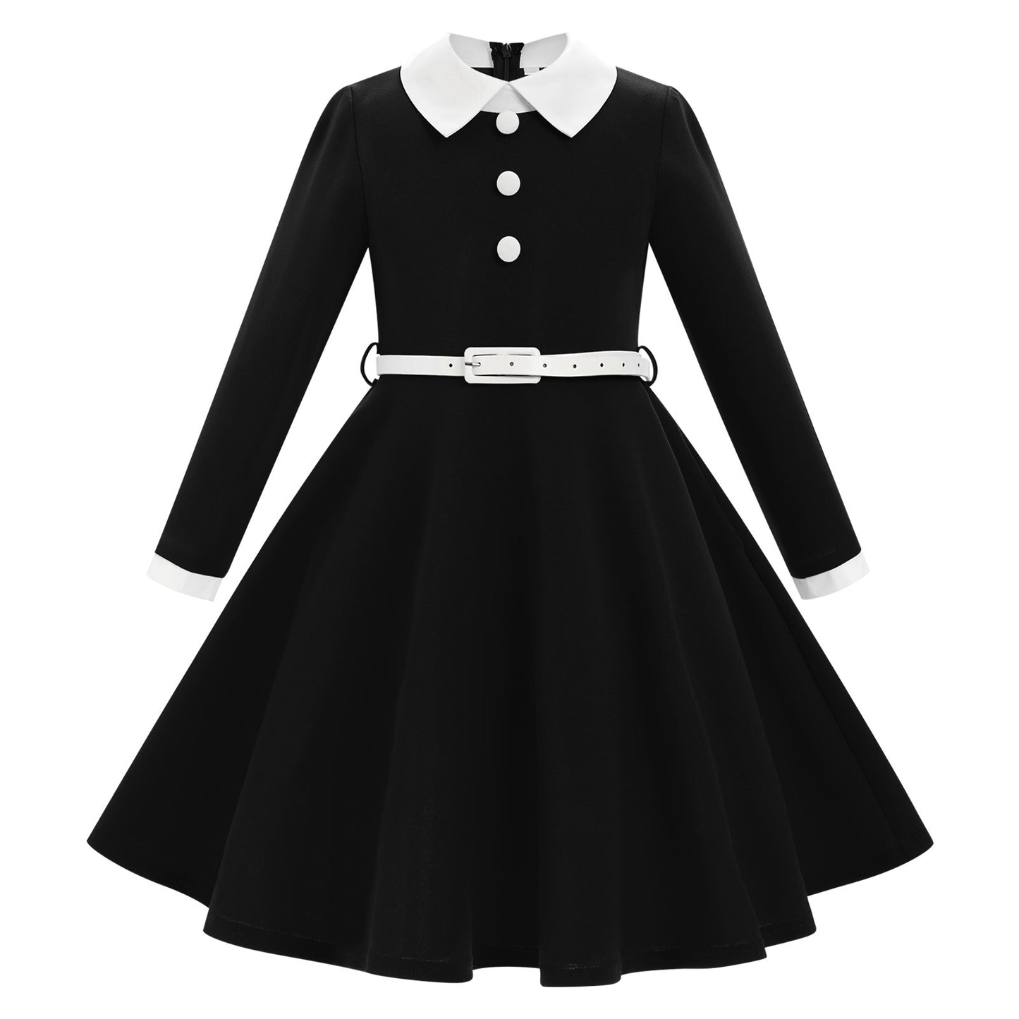 Children's Clothing Design Sense Contrast Color Retro Doll Collar Long Sleeve Children's Dress
