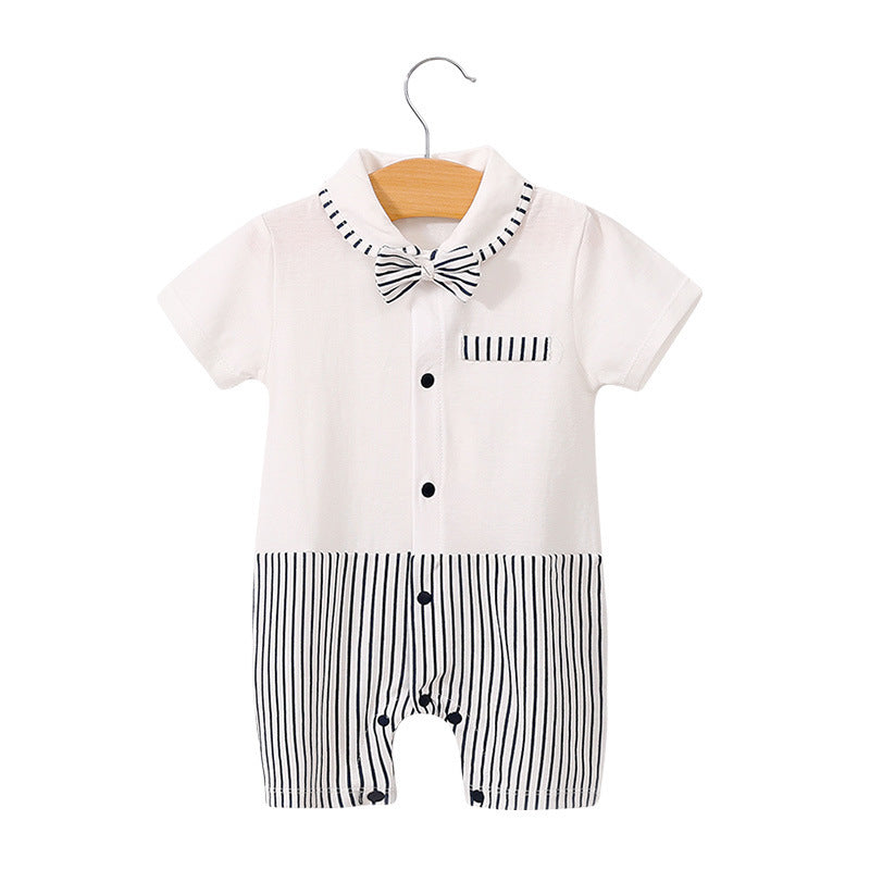 Children's Class Clothes Born One Year Old Gentleman Short Sleeve Rompers Jumpsuit, Climbing Suit