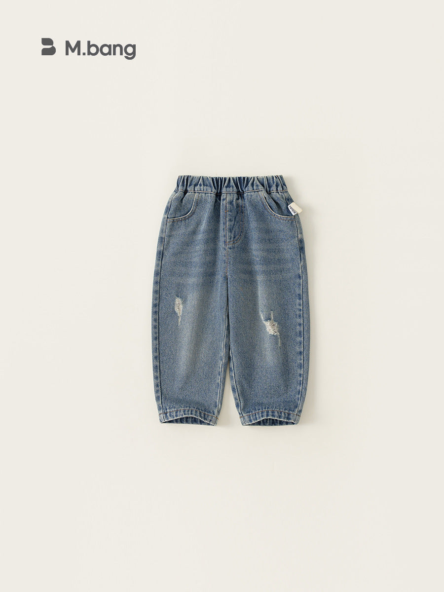 Children's Fashionable Ripped Distressed Washed Jeans Children's Pants