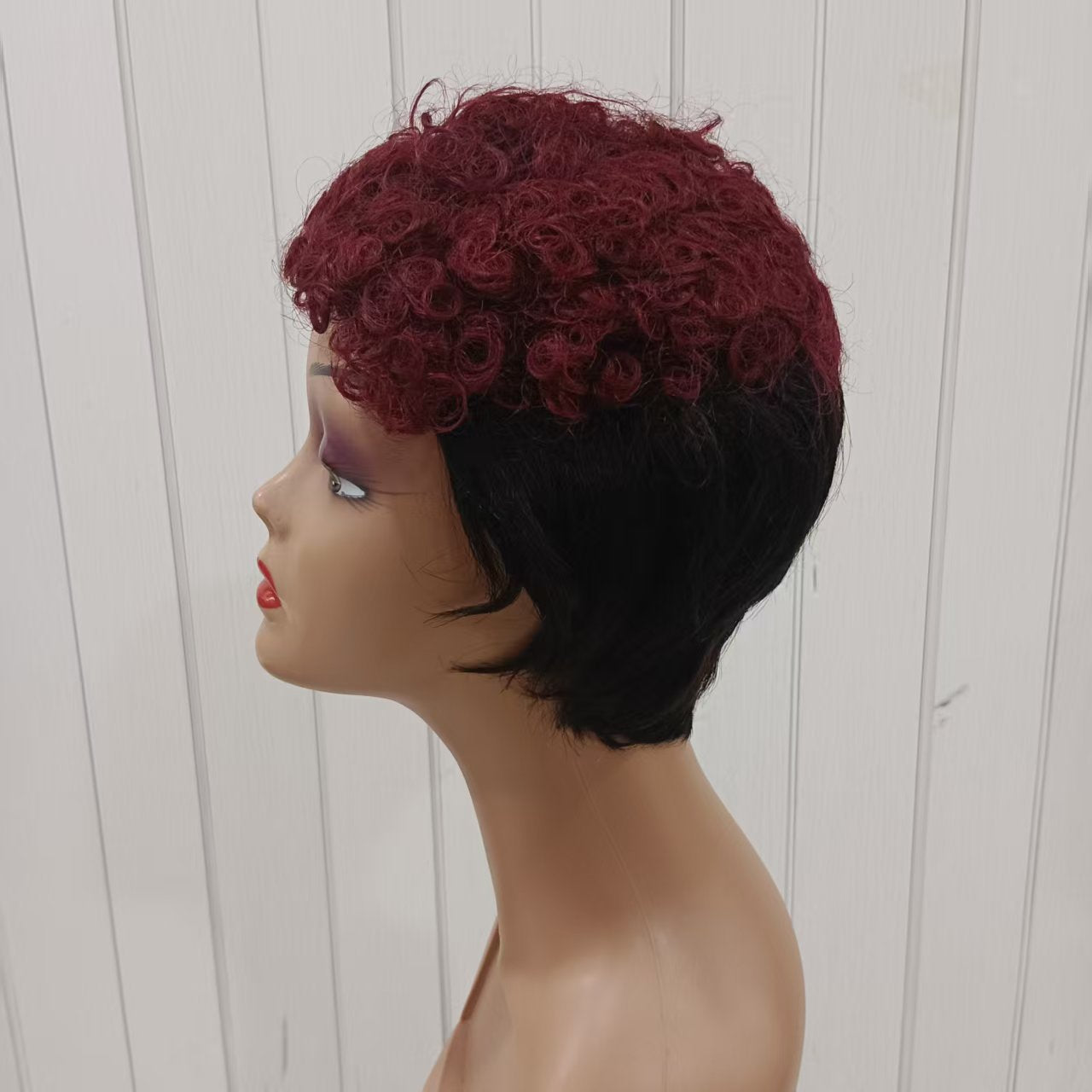 Creative Human Short Curly Brazilian Color Real Hair Wig