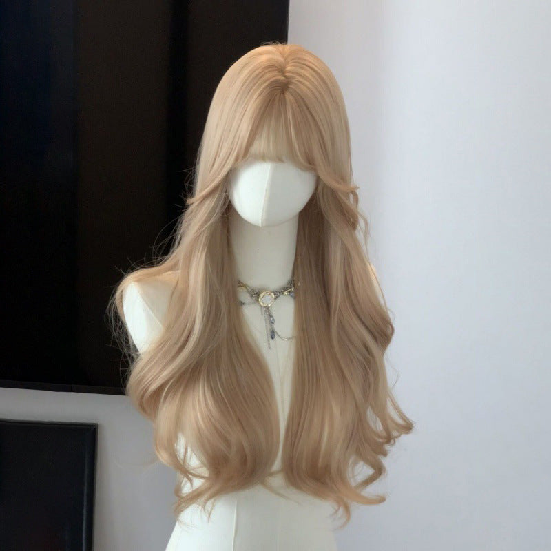 Air Straight Bangs Big Wave Gradient Curly Hair Natural Wig Long Curls