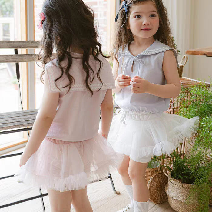 Strawberry Shan Sweet Art Style Lapel Cute Bow Children's T-shirt