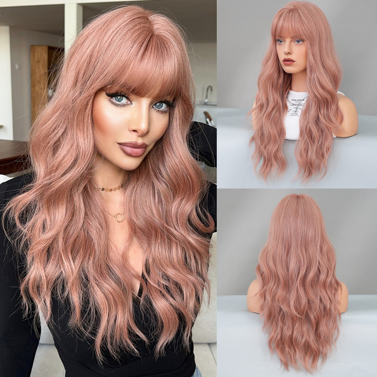 Optional Curly Hair Female Straight Bangs Big Wave Chemical Wig Long Curls