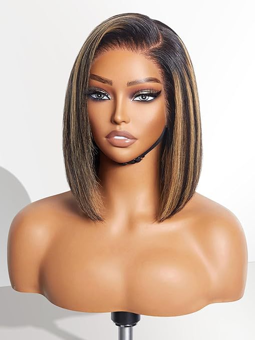 Women's Chemical Fiber Fringe Chestnut Brown Wave Head Wig Short Straight Hair