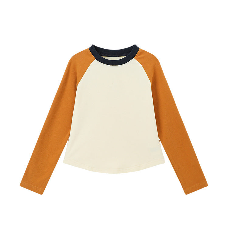 Children's Raglan Sleeves Versatile Round Neck Long Sleeve Children's T-shirt