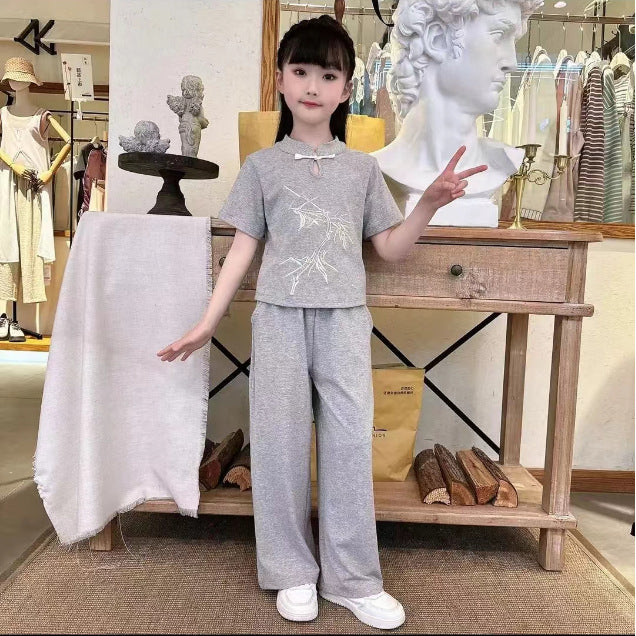 Medium Large Ice Silk National Trendy Style Children's Suit