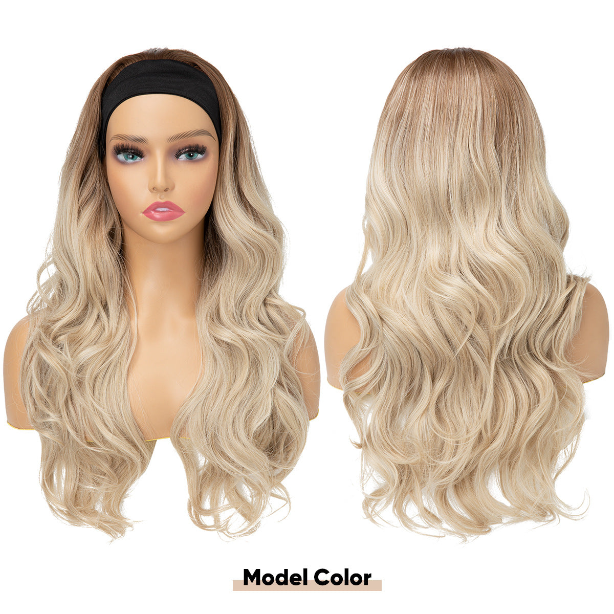 Female Hair Band Turban Big Wave Curly Chemical Fiber Wig Long Curls