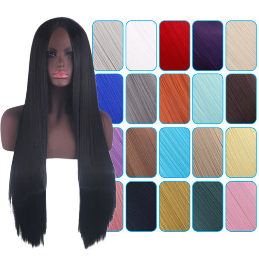 Universal Medium Scalp Black Long Straight Hair Cos Wig