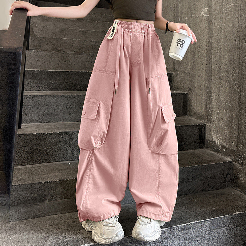 Children's Overalls Summer Korean Fashion Medium Large Loose Thin Fried Street Children's Pants