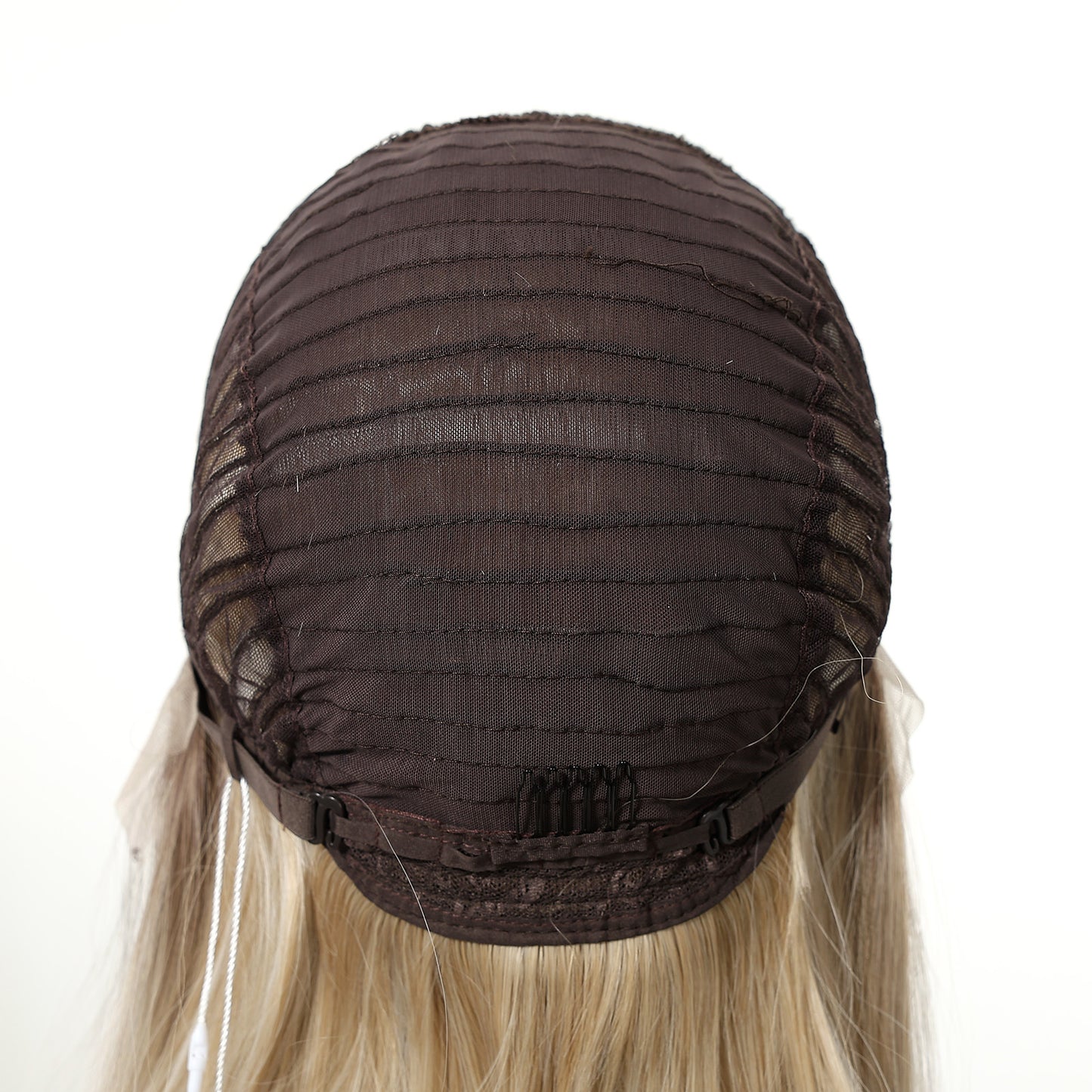 Women's Crocheted Lace On Forehead Fiber Gradient Golden Wig Short Straight Hair