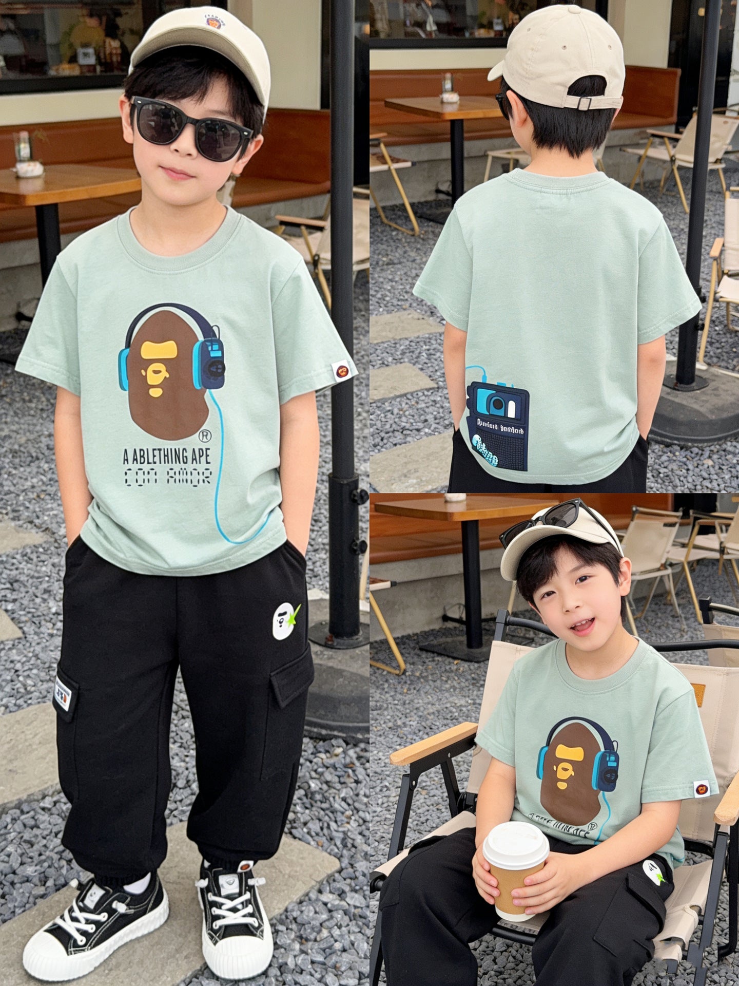 Children's Printed Cartoon Casual Cotton Loose Fashion Korean Style Children's T-shirt