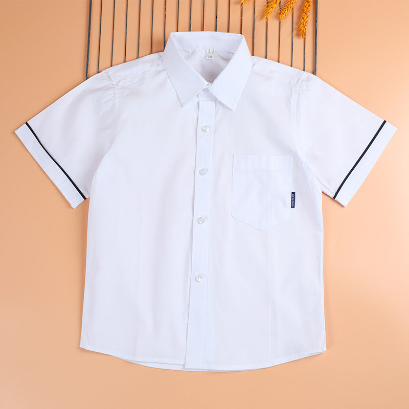 Children's Thin Middle Big Pocket Cuff Black Children's Shirt