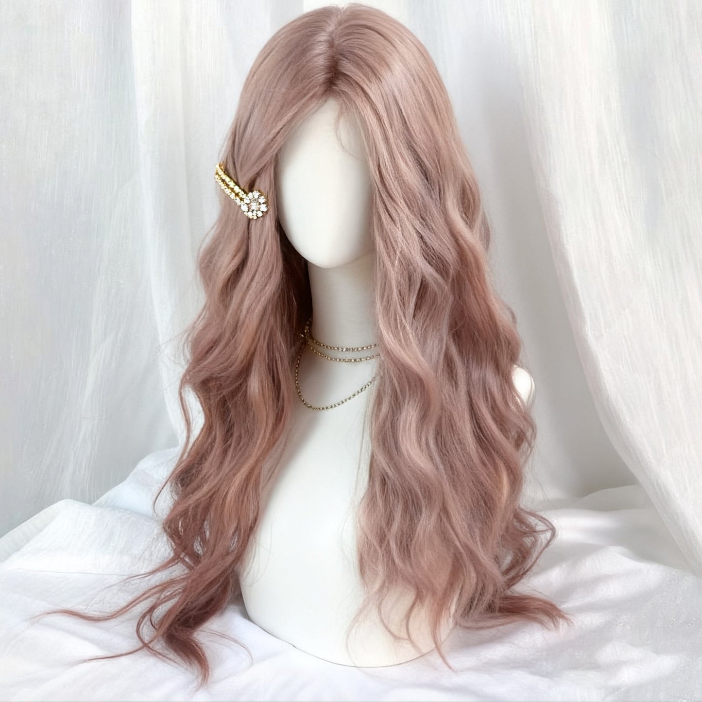 Female Forehead Lace Curly Hair Bangs Long Straight Wig
