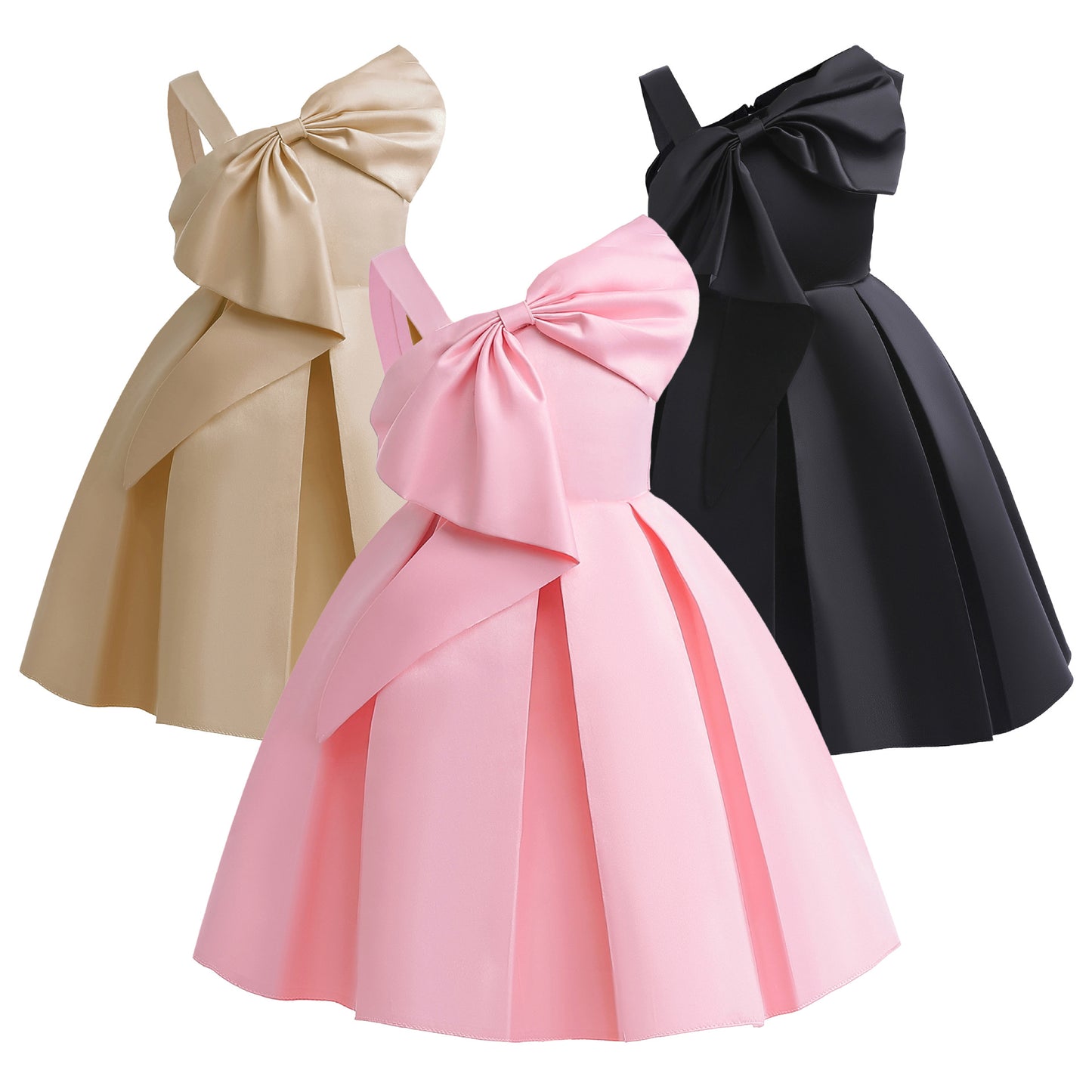 Children's Black Pink Solid Color Fashionable Princess Children's Dress