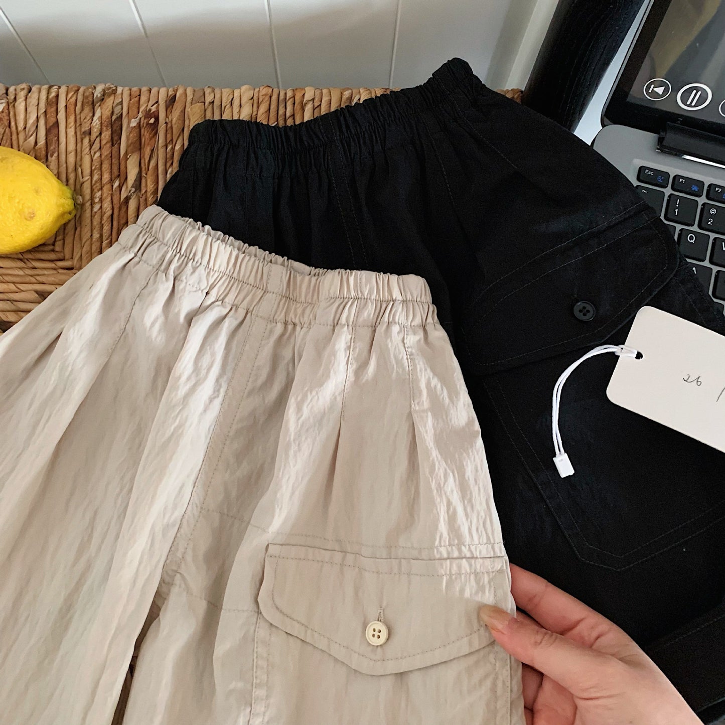 Children's Middle Summer Solid Color Thin Casual Cropped Loose Children's Pants