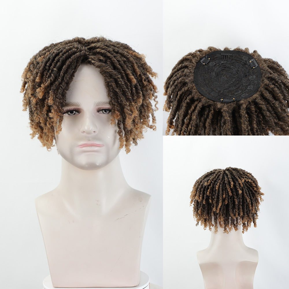 Female African Wigs With Small Tube Curved Dreadlocks Gradient Wig Short Curly Hair