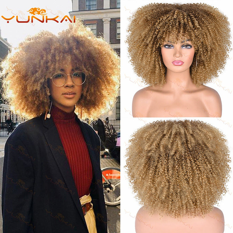 Women's Chemical Fiber African Small Volume Afro Wig Short Curly Hair
