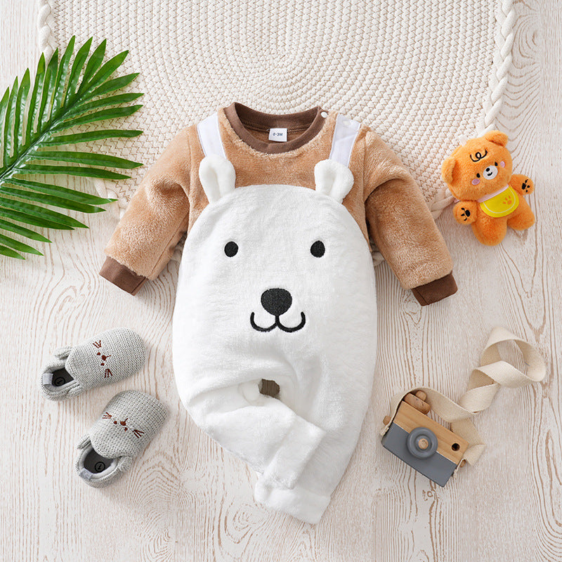 Winter Flannel Jumpsuit Cartoon Fleece-lined Going Out Jumpsuit, Climbing Suit