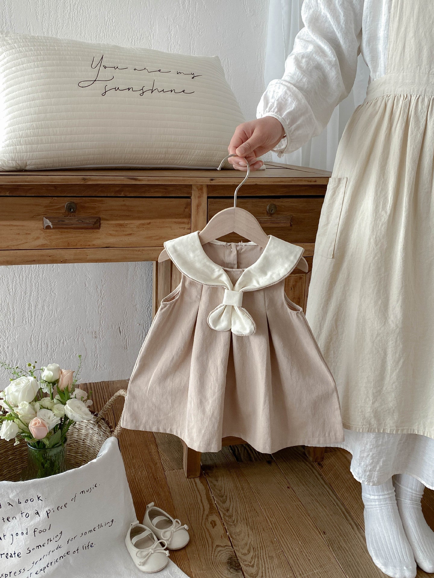 Style Super Nice Preppy Summer Retro Lapels Children's Dress