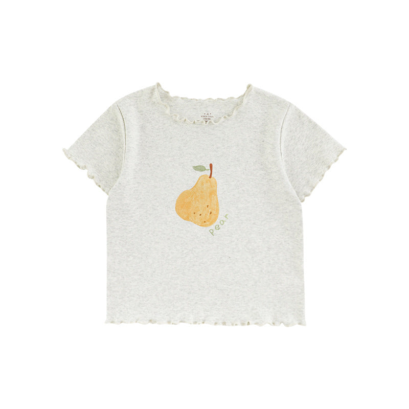 Fruit Printed Short-sleeved Summer Cute Tree Lacework Children's T-shirt