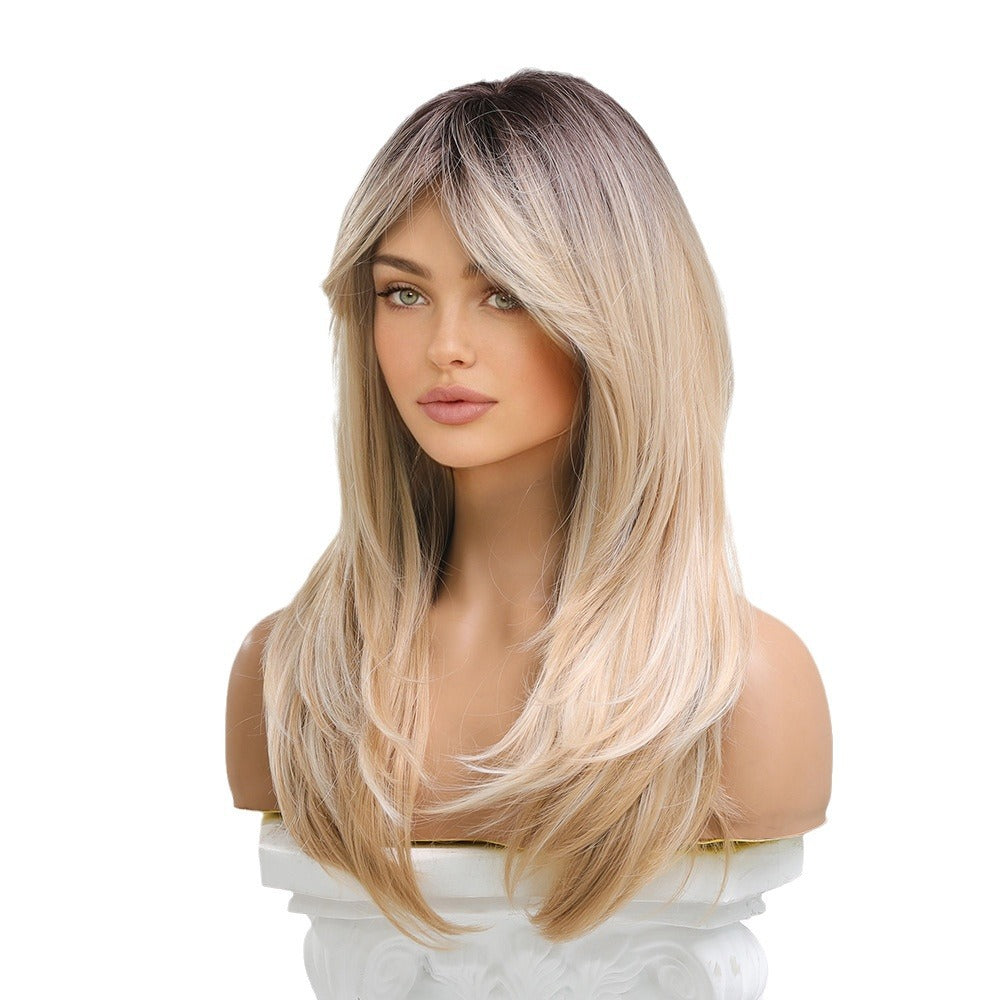Women's Optional Bangs Texture Straight Hair Wig Long Curls