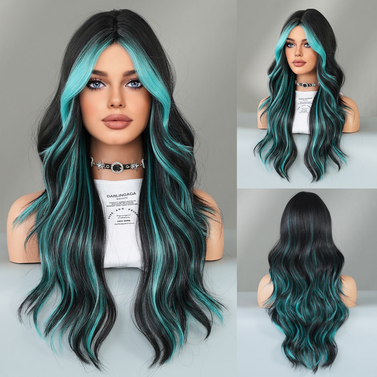 Painting Dyed Fashion Female Bangs Colorful Flame Orange Curly Wig Long Curls