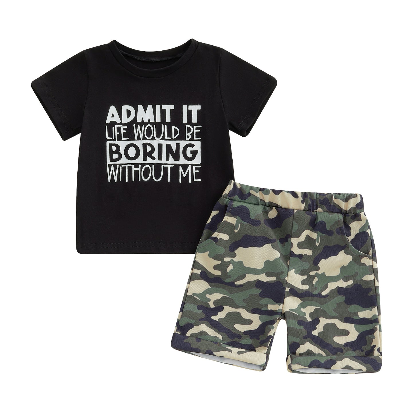 Boy Printed Short Sleeve Camouflage Shorts Children's Suit