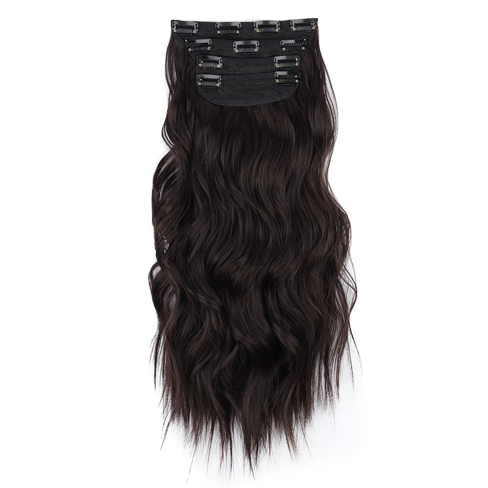Long Curly Hair Set Hairpiece Clip Big Wave Wig