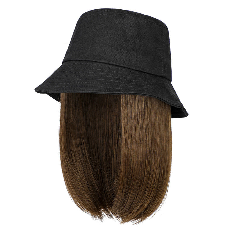 Women's Hat Detachable Fashion Summer Breathable Peaked Cap Long Straight Wig