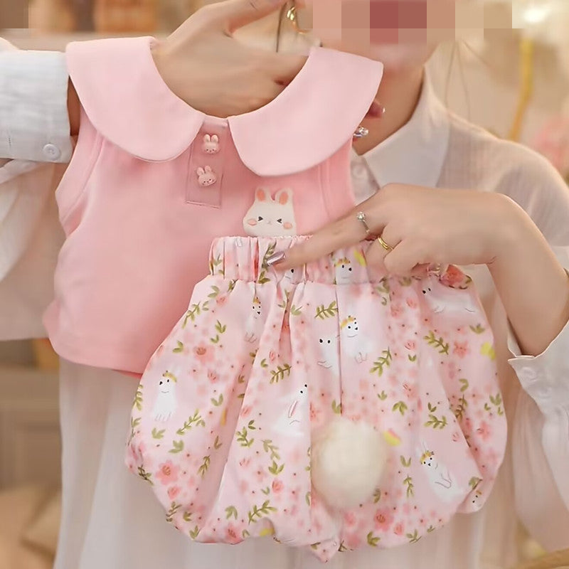 Children's Clothing Short-sleeved T-shirt Casual Two-piece Year-old Week Children's Suit