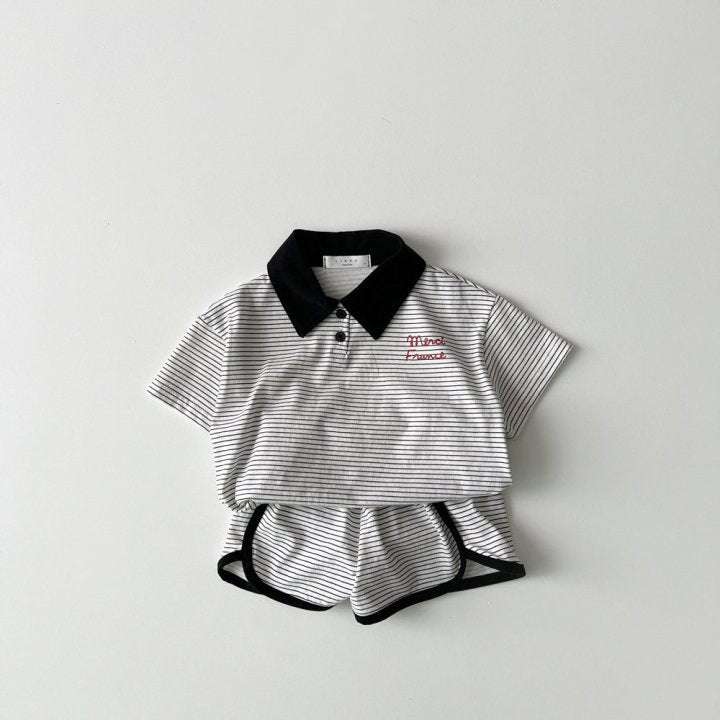 Children's Summer Clothing Korean Set Striped Shirt Short Sleeve Children's Suit