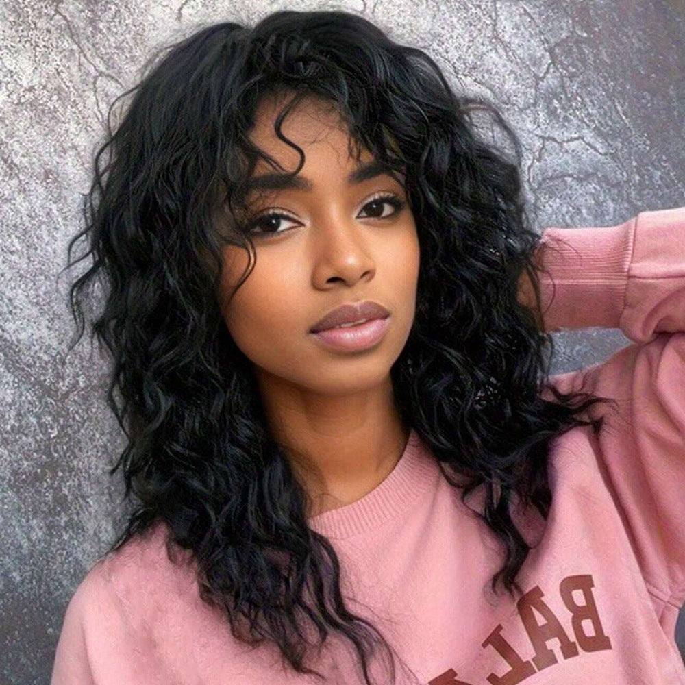 Bangs Female Water Ripple Curly Hair Wig Long Curls