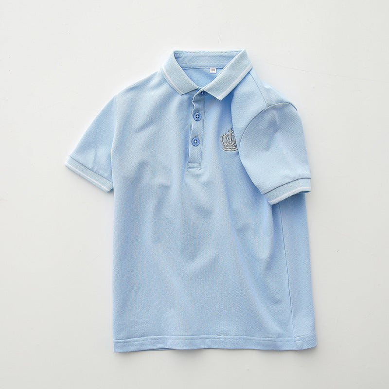 Children's Summer Korean Style Short-sleeved Medium Big Cotton Shirt Polo Children's T-shirt