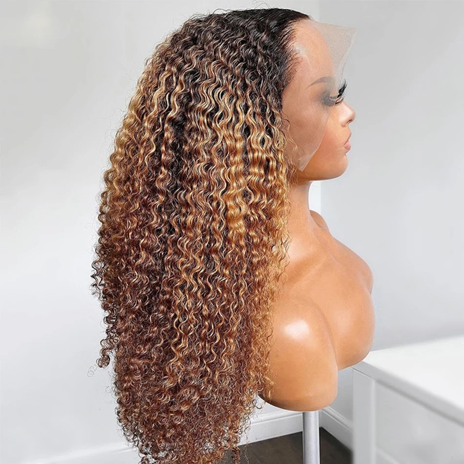 Trendy Front Lace Curly Hair Mixed Wig Long Curls