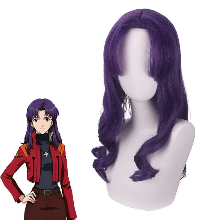Neon Genesis Evangelion Purple Curly Hair Cos Wig